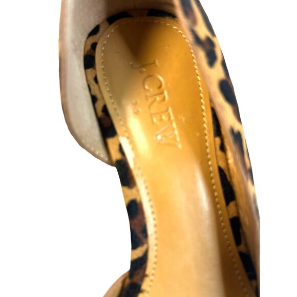 J. Crew Women's Size 5 Leopard Calf Hair Kitten Pointed Toe D'Orsay Pump Heels - Picture 11 of 16